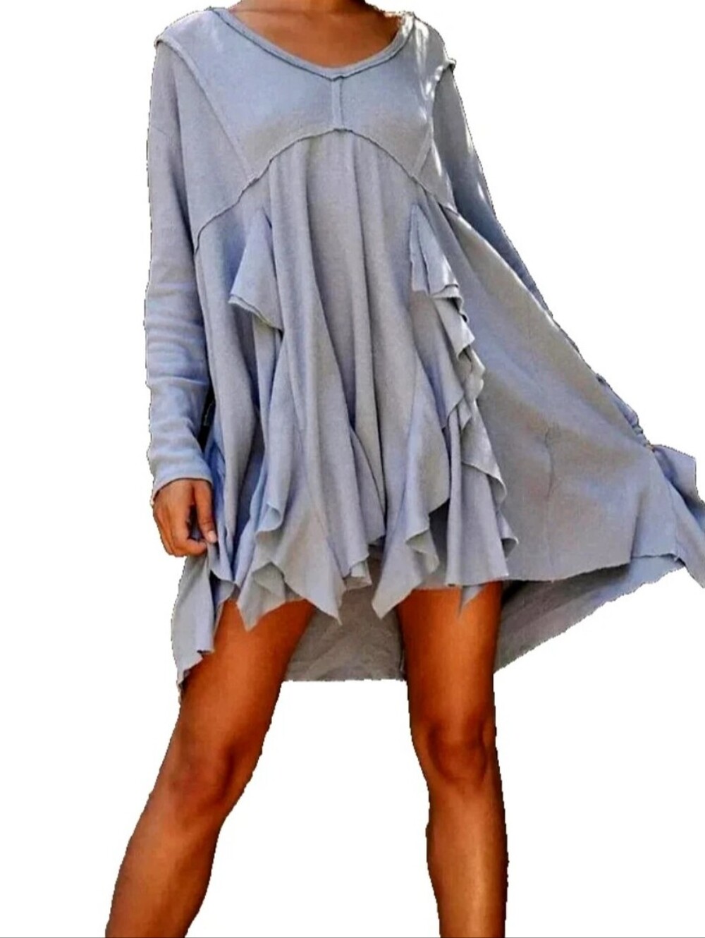 FP‎ Beach Palm Tunic Ruffle Babydoll Mini Dress
